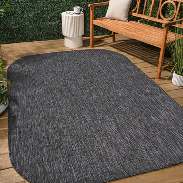Miles Modern Minimalist Radius Corner Solid Indoor/Outdoor Area Rug